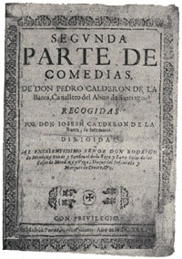 Titelblatt der 1637 in Madrid erschienenen Ausgabe von Calderons Commedias