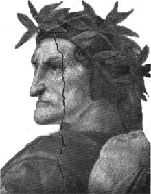 Danteportrait von Raffael aus dessen Disputa im Vatikan zu Rom